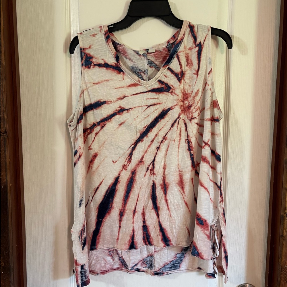 Tie-Dye Sleeveless Top - Red and Blue